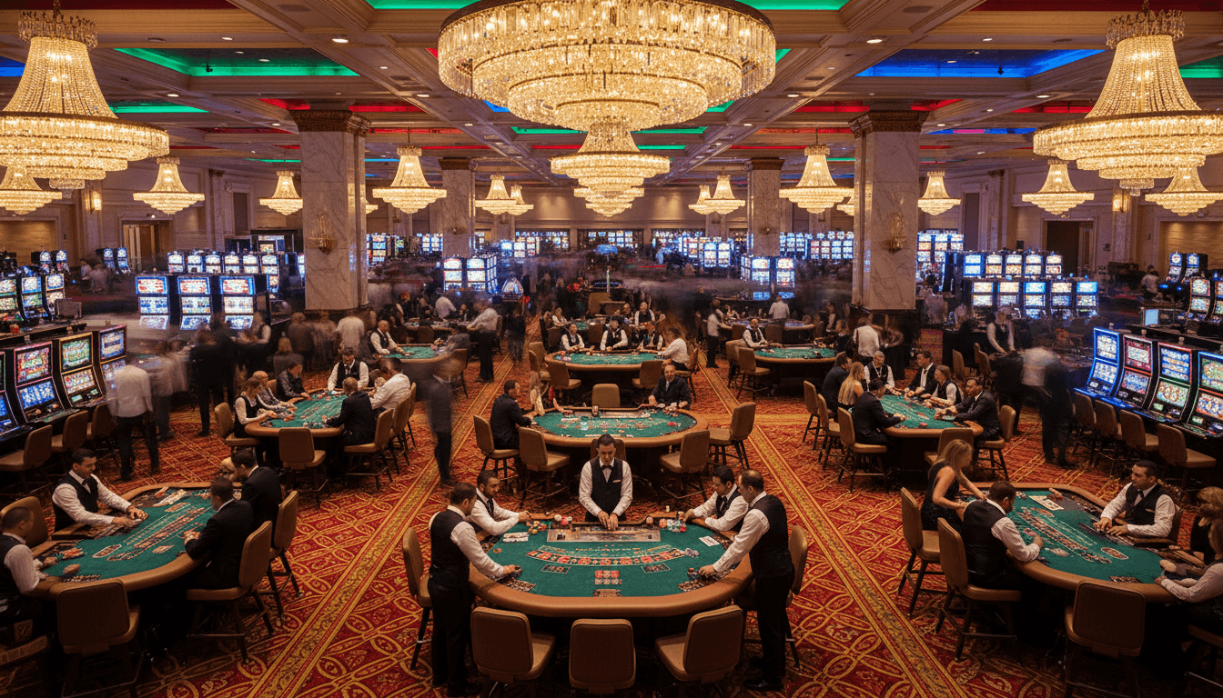 Casino gaming floor with machines and tables